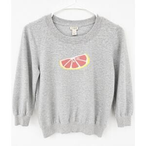 J. Crew Large Pink Grapefruit pullover sweater 3/4 Sleeve Cotton EUC